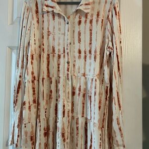 New Directions Red and White Tie-Dye Shirt